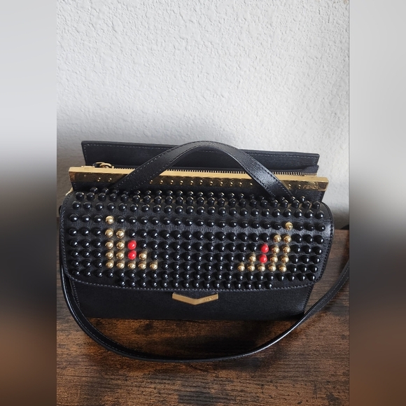 Fendi Black Saffiano Leather Small Studded Monster Demi Jour Shoulder Bag - Picture 2 of 16
